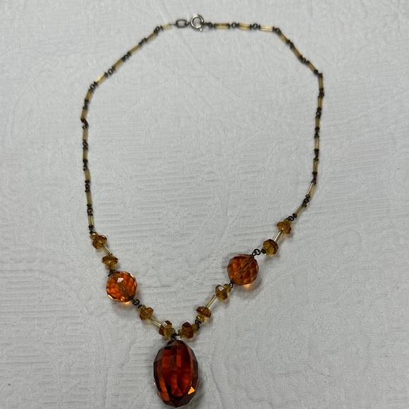 Vintage Amber-Colored Necklace - Picture 2 of 6